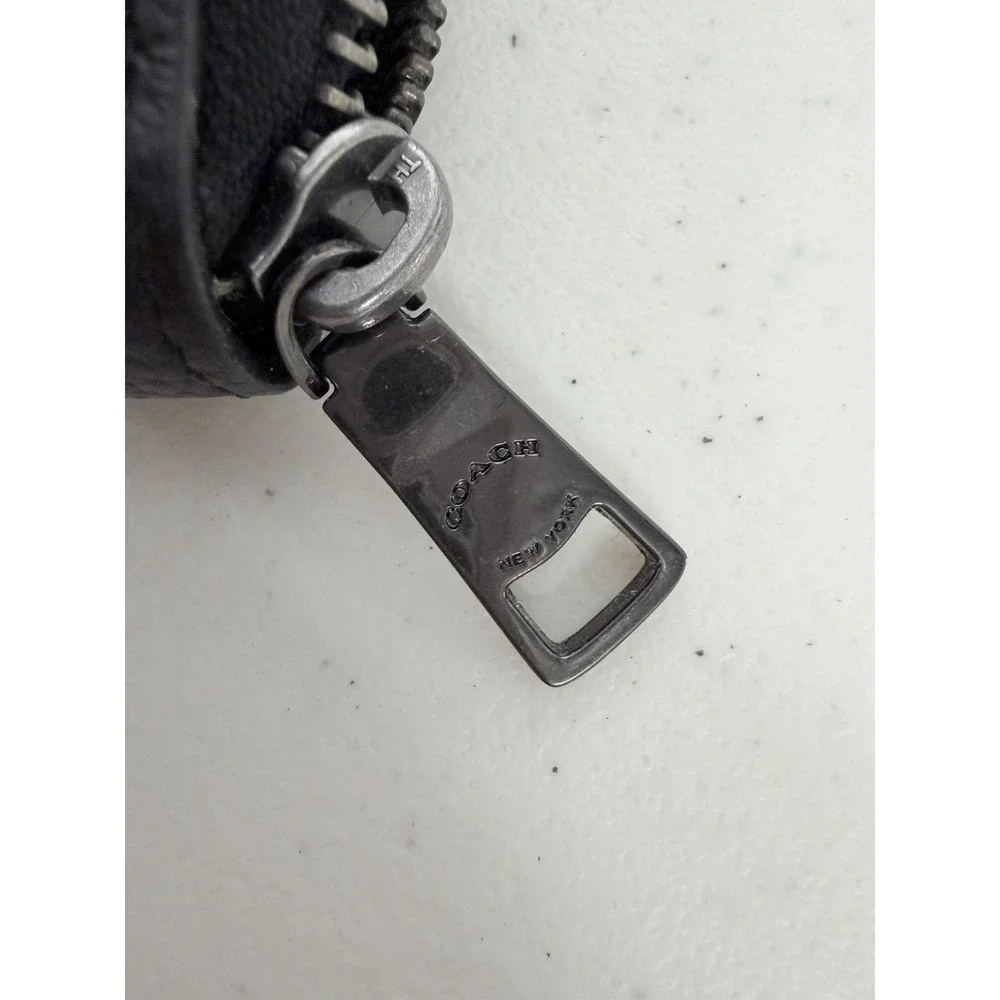 COACH‎ Black Zip-Around Pebbled  Leather Wallet with Logo and Credit Card Slots